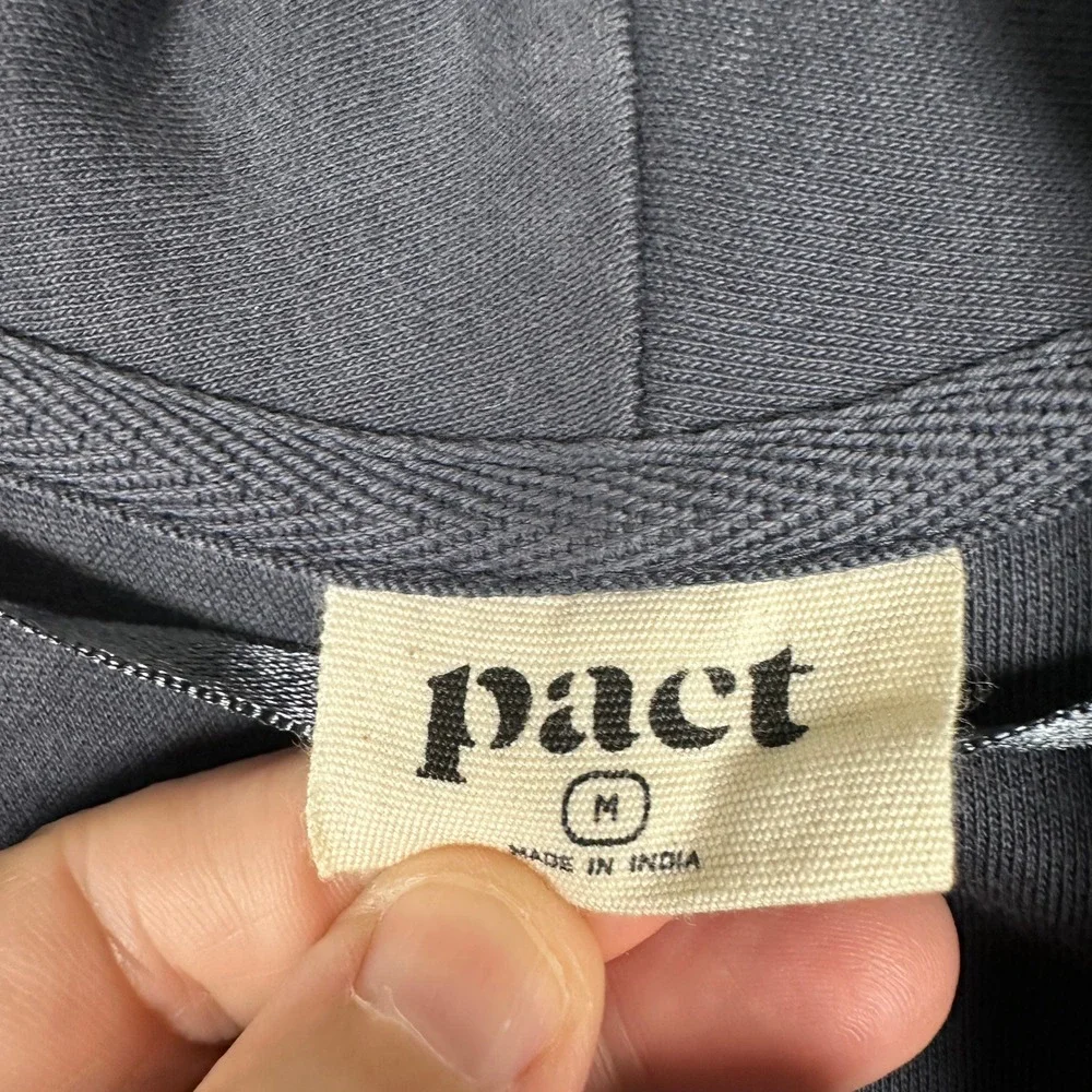 Pact Organic Cotton Cardigan Sweater Mens Medium Shawl Collar Charcoal Grey EUC